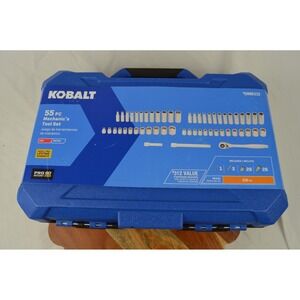 New Kobalt 55 Pc SAE Metric 6 Pt Socket Tool Set 90-Tooth 3/8" Ratchet - *NEW*
